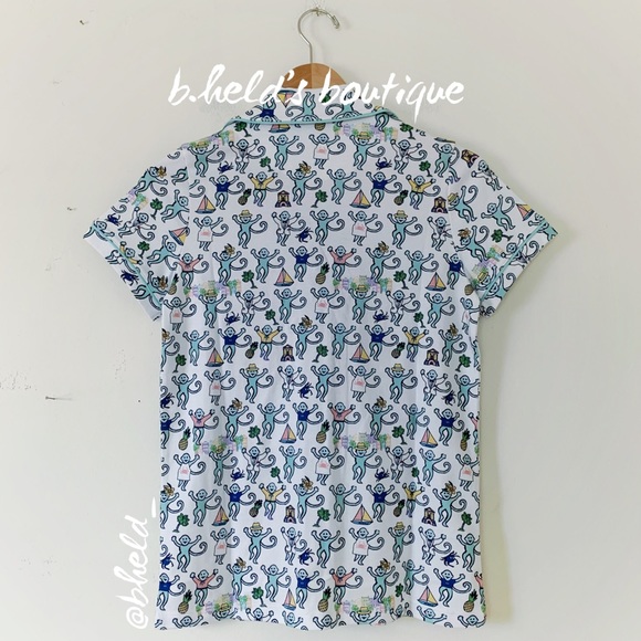 Roller Rabbit Charleston Monkey Polo Pajamas in White Monkey Size XS New NWT - Picture 7 of 16